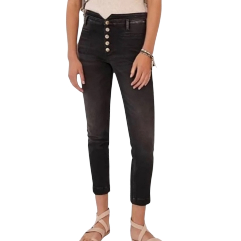 Pilcro and the Letterpress Anthropologie Black High Rise Slim Fit Jeans size 28